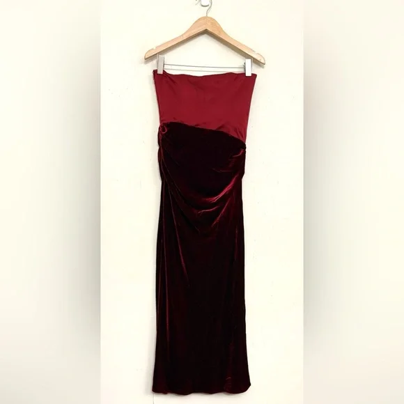 NWT Reformation Minara Strapless Midi Dress in Chianti Size 8 - Picture 8 of 17